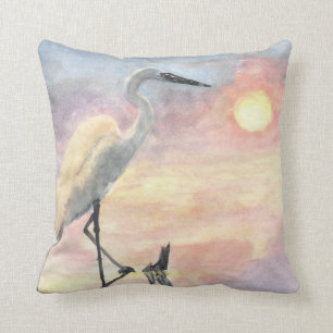 coussin de grue de l'eau d'aquarelle