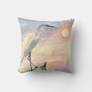 coussin de grue d'eau aquarelle