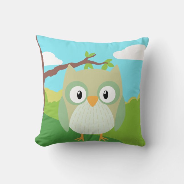 Coussin de hibou d'animaux de région boisée (Recto)