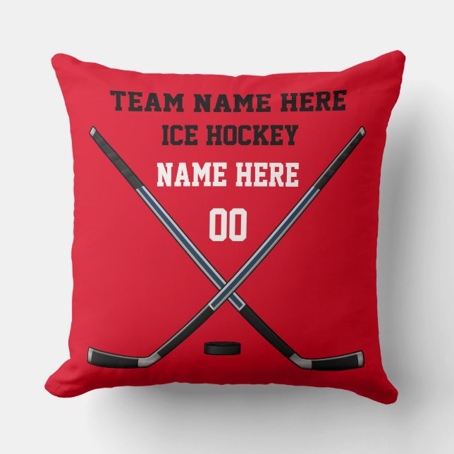 Coussin de hockey sur glace avec VOTRE TEXTE et (Recto)