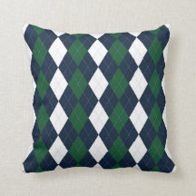 Coussin de Jacquard bleu et vert Preppy #2