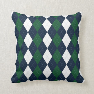 Coussin de Jacquard bleu et vert Preppy #2