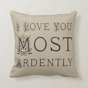 Coussin de Jane Austen je t'aime le plus ardent