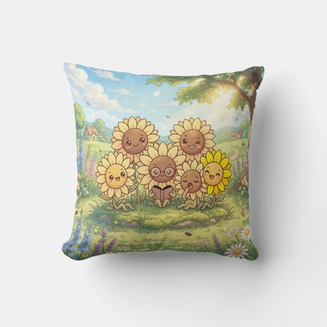 Coussin de jardin Tournesol heureux (Recto)