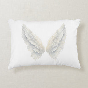 Coussin de jet à ailes d'ange blanc   Élégant céle