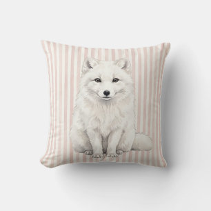 Coussin de jet à aquarelle faune renard arctique