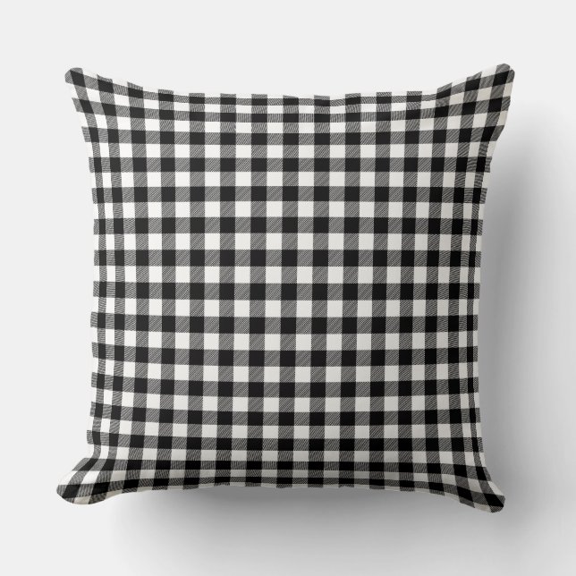 Coussin de jet à carreaux Black Buffalo (Recto)
