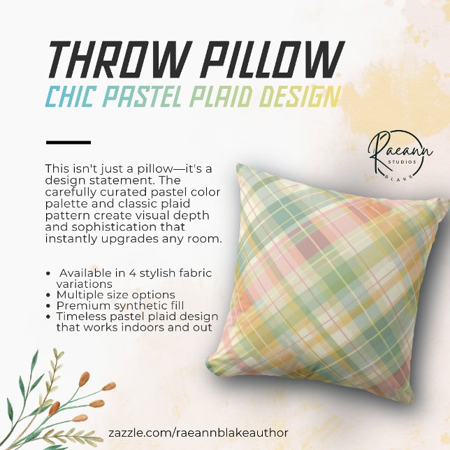 Coussin de jet à carreaux pastel (Créateur téléchargé)