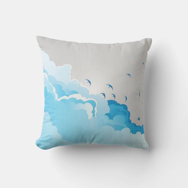 Coussin de jet à doublure de nuage bleu argenté (Recto)