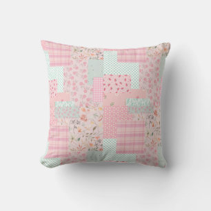 Coussin de jet à fleurs rose tendre   Esthétique é