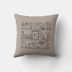 Coussin de jet à monogramme pour amateur de livres
