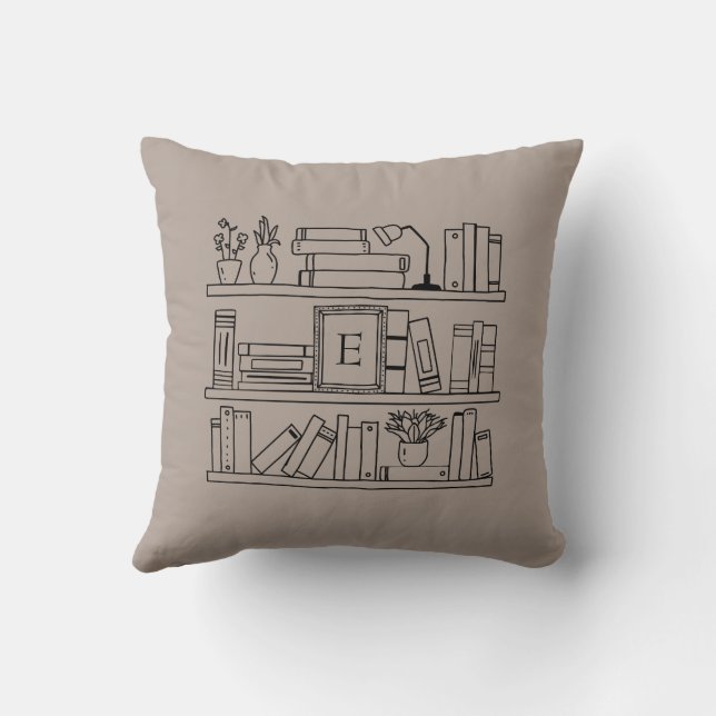 Coussin de jet à monogramme pour amateur de livres (Verso)