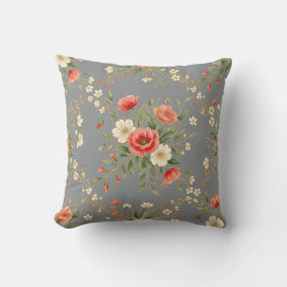 Coussin de jet à motif aquarelle de coquelicot sau