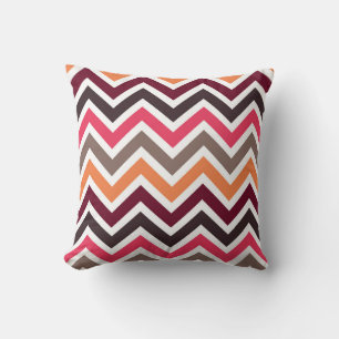 Coussin de jet à motif chevron multicolore gras**