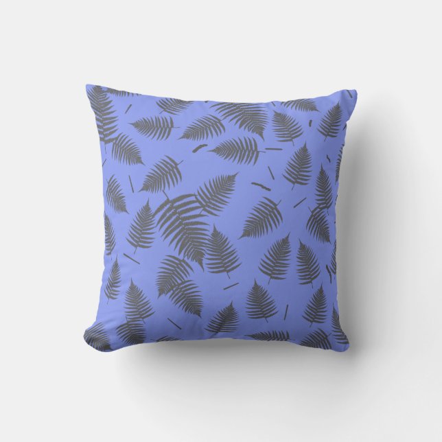 Coussin de jet à motif de feuille de fougère grise (Recto)