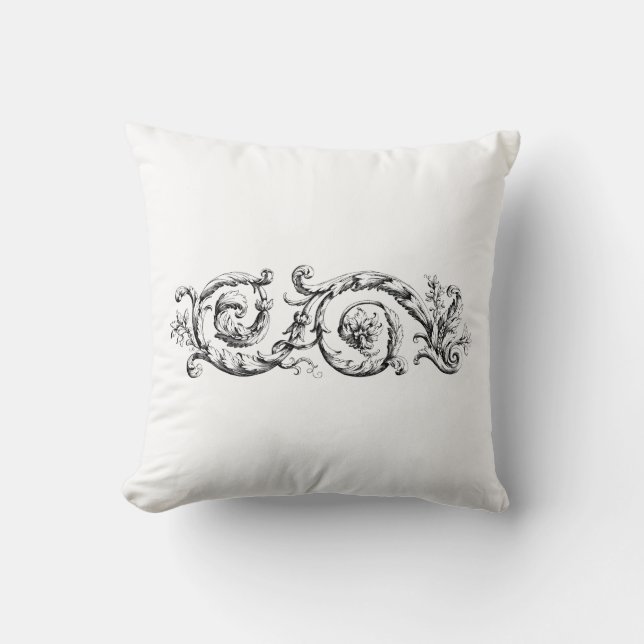 Coussin de jet à motif de rinceau d'acanthe (Recto)