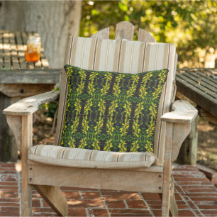Coussin de jet à motif de tapisserie vert et jaune