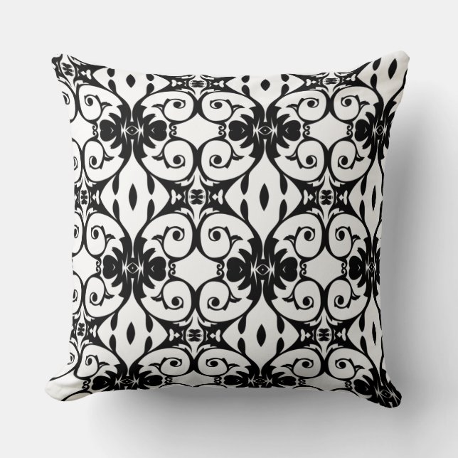 Coussin de jet à motif élégant noir et blanc (Recto)