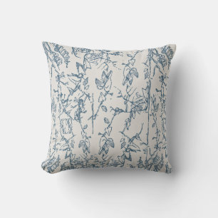 Coussin de jet à motif floral bleu vintage
