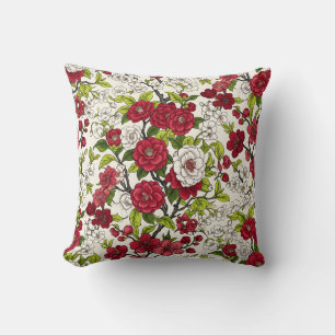Coussin de jet à motif floral Camélia