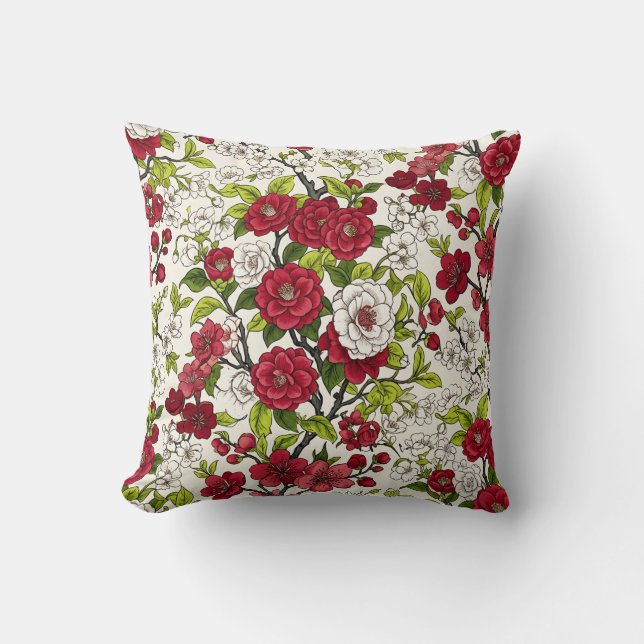 Coussin de jet à motif floral Camélia (Recto)