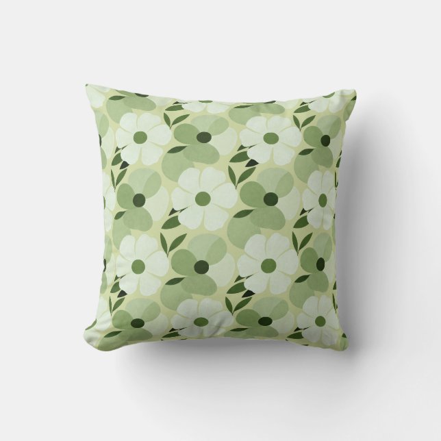 Coussin de jet à motif floral tropical – Botanique (Recto)