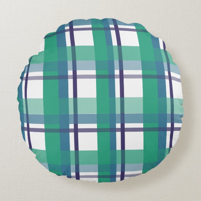 Coussin de jet à motif tartan vert et violet (Devant)