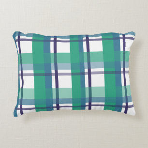 Coussin de jet à motif tartan vert et violet