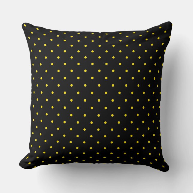 Coussin de jet à pois jaunes sur fond noir (Recto)