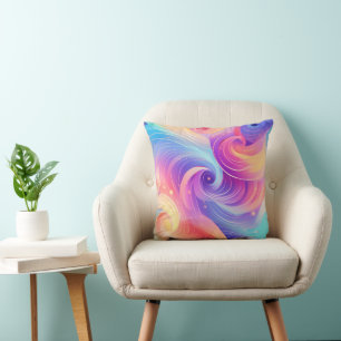 Coussin de jet abstrait arc-en-ciel tourbillonnant