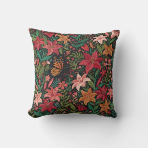 Coussin de jet abstrait aux lys fantaisistes papil
