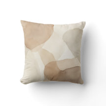 Coussin de jet abstrait bohème beige aquarelle 