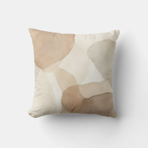 Coussin de jet abstrait bohème beige aquarelle