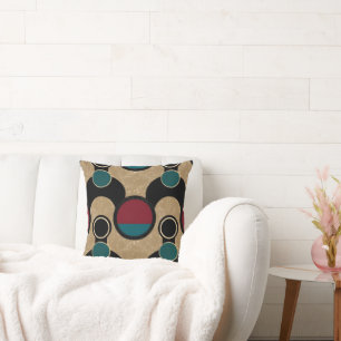 Coussin de jet abstrait Cercles gras Orbite dorée