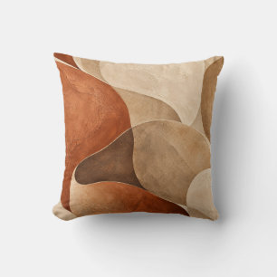 Coussin de jet abstrait en terre cuite beige organ