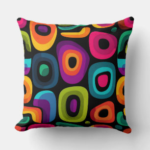 Coussin de jet abstrait géométrique rétro coloré P