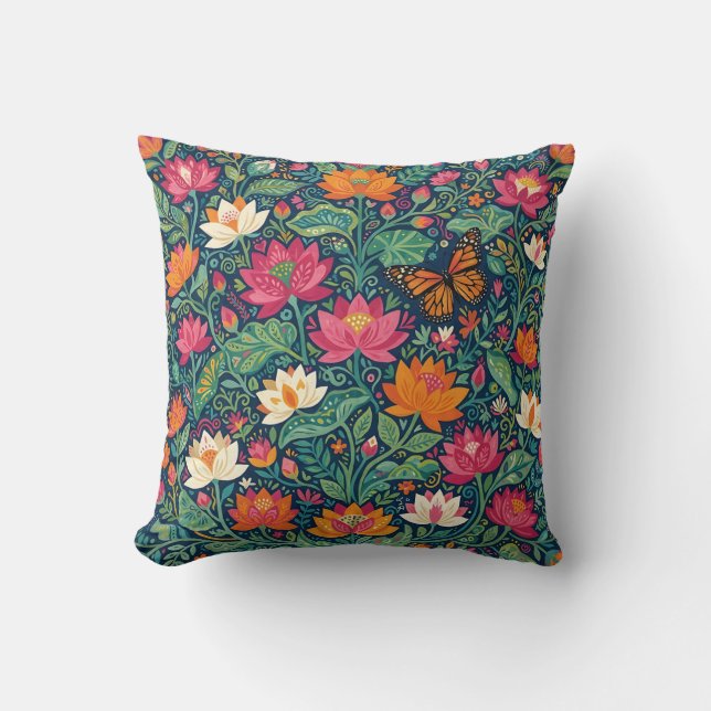 Coussin de jet Abstrait Papillon Lotus Mexicain (Recto)