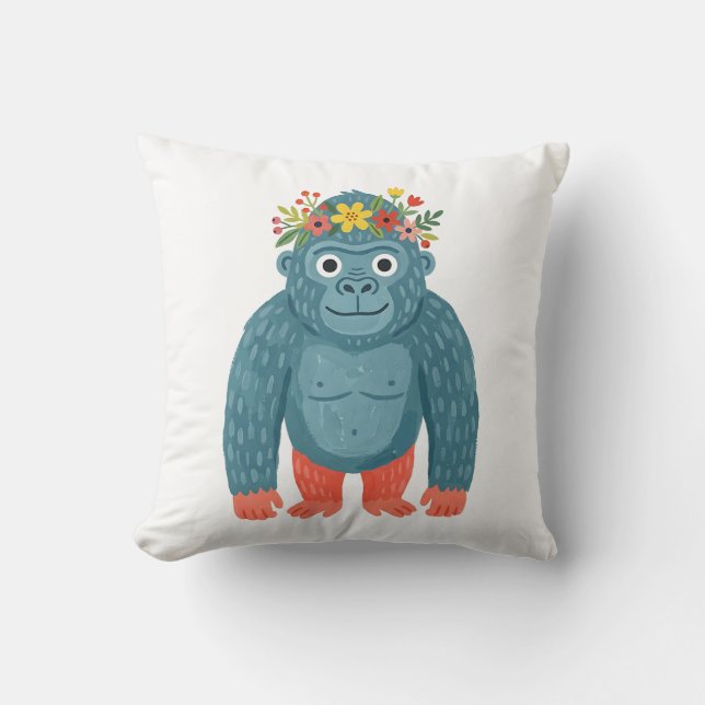 Coussin de jet adorable gorille (Recto)