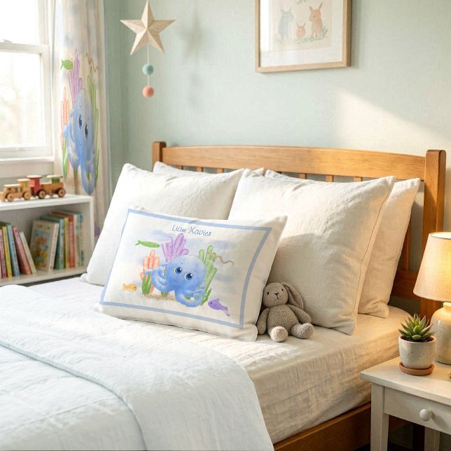 Coussin de jet adorable pieuvre bleue (Créateur téléchargé)