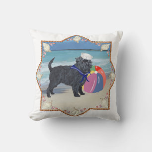Coussin de jet Affenpinscher à la plage