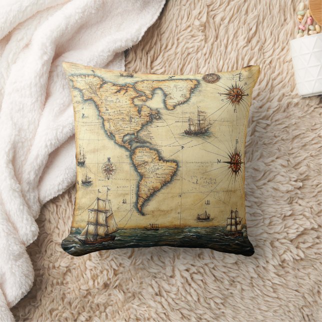Coussin de jet antique carte du monde (Couverture)