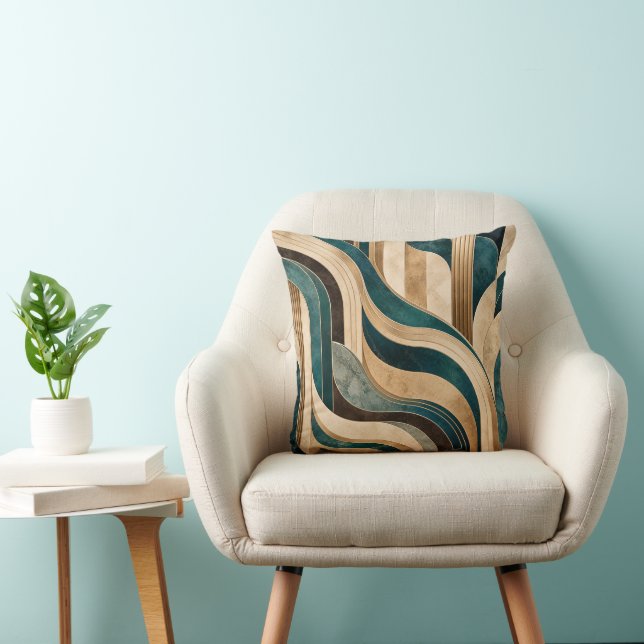 Coussin de jet Art Déco émeraude sarcelle or géomé (Chaise)