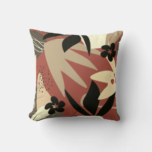 Coussin de jet artistique abstrait tropical en ter