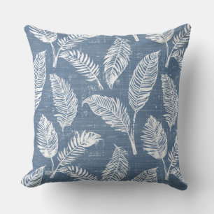 Coussin de jet aux feuilles de palmier bleues