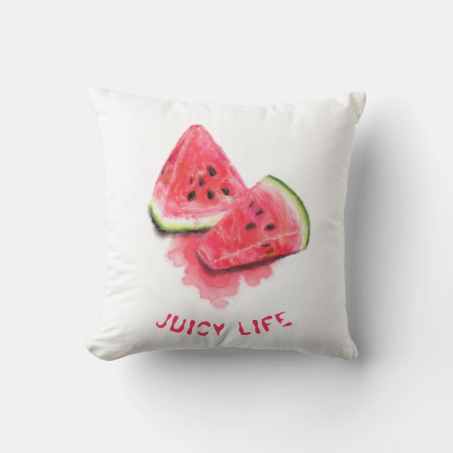 Coussin de Jet avec des Pastèques Juteuses Douces (Recto)