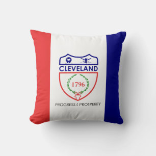 Coussin de jet avec drapeau de Cleveland, Ohio
