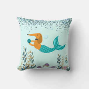 Coussin de jet avec queue de sirène pour teckel