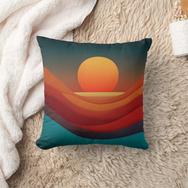 Coussin de jet Bauhaus Earthy Sunset Waves Abstrac (Couverture)