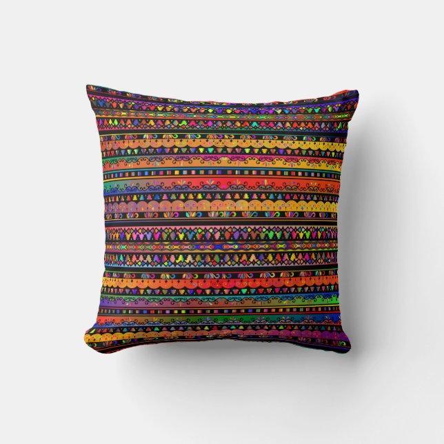Coussin de jet bohème coloré (Recto)