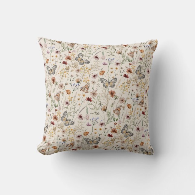 Coussin de jet bohème floral (Recto)